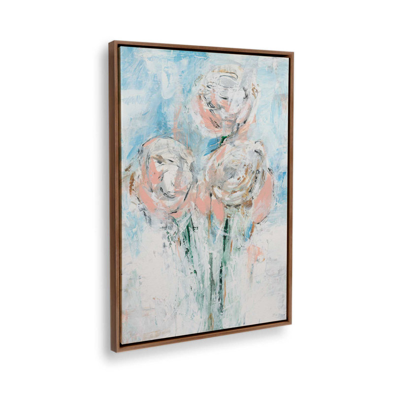 «Abstract Blush Bouquet I» par Ethan Harper, reproduction d'art, Brun, «Floater», reproduction encadrée sans passe-par
