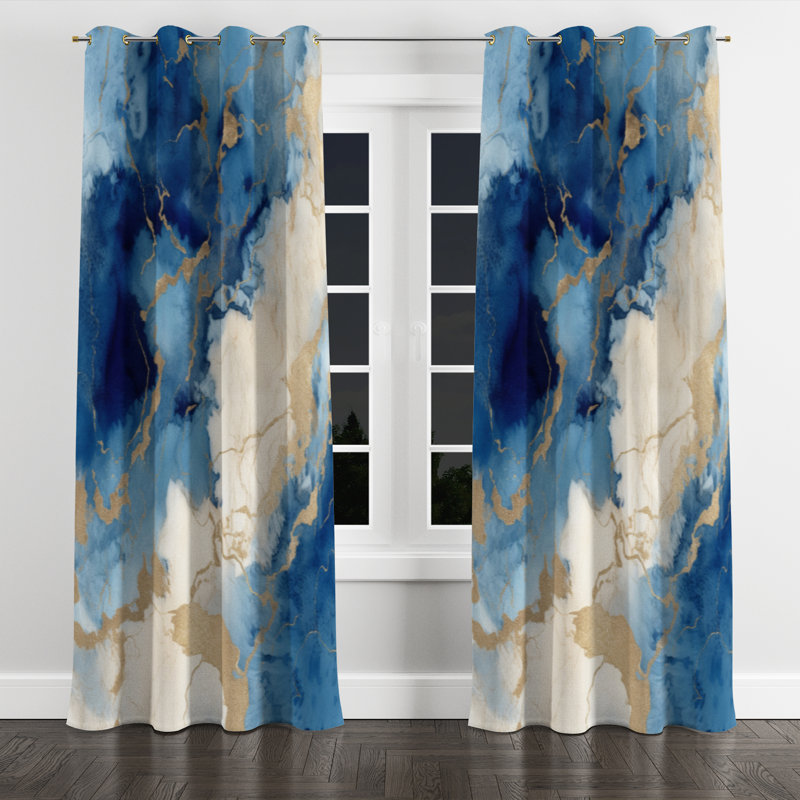 Analeyah - Modern Velvet Grommet Curtain - Room Darkening - 1 panel, 52" W x 108" L, Golden Grommets