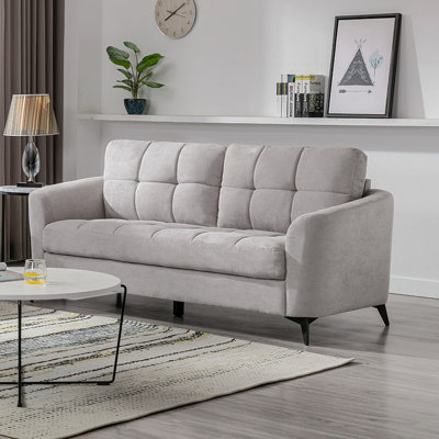 Carlotta 79"W Light Gray Woven Fabric Sofa