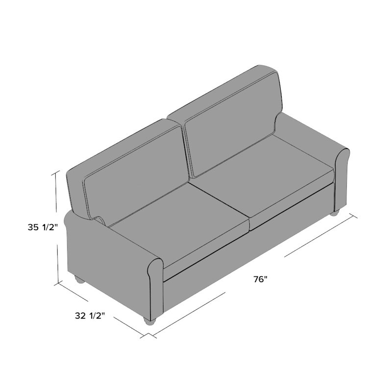 Lucien Upholstered 76'' Sofa, Peat