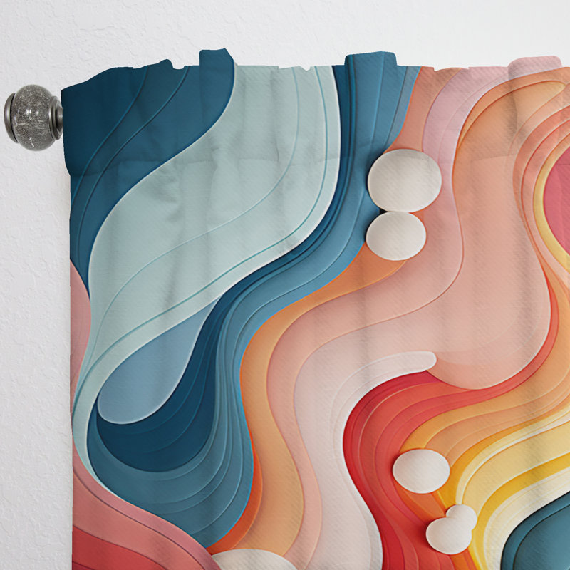 Jedrek Colorful Fantasy Mountain Landscape II - Rideau abstrait - Velours obscurcissant - 1 panneau, L 52 po x L 120 po