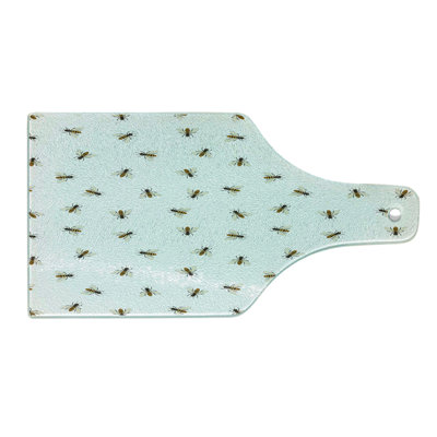 Ambesonne Queen Bee Tempered Glass Cutting Board Flying Insects Pattern Earth Yellow Grey