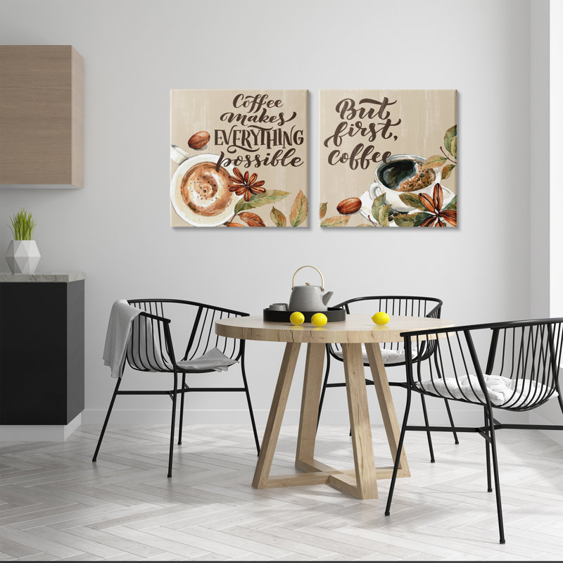 Ensemble de 2 toiles classiques Morning Coffee, par Kim Allen, H 24 po x l 24 po