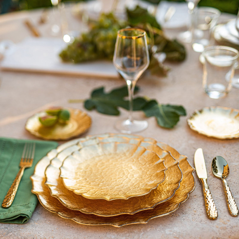 Baroque Handmade Glass Dinner Plate, Pink