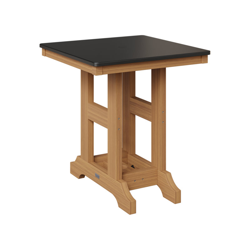 Table de salle à manger 28 po Berlin, H 35,5 po x l 28 po x P 28 po, Noir martelé, Teck naturel