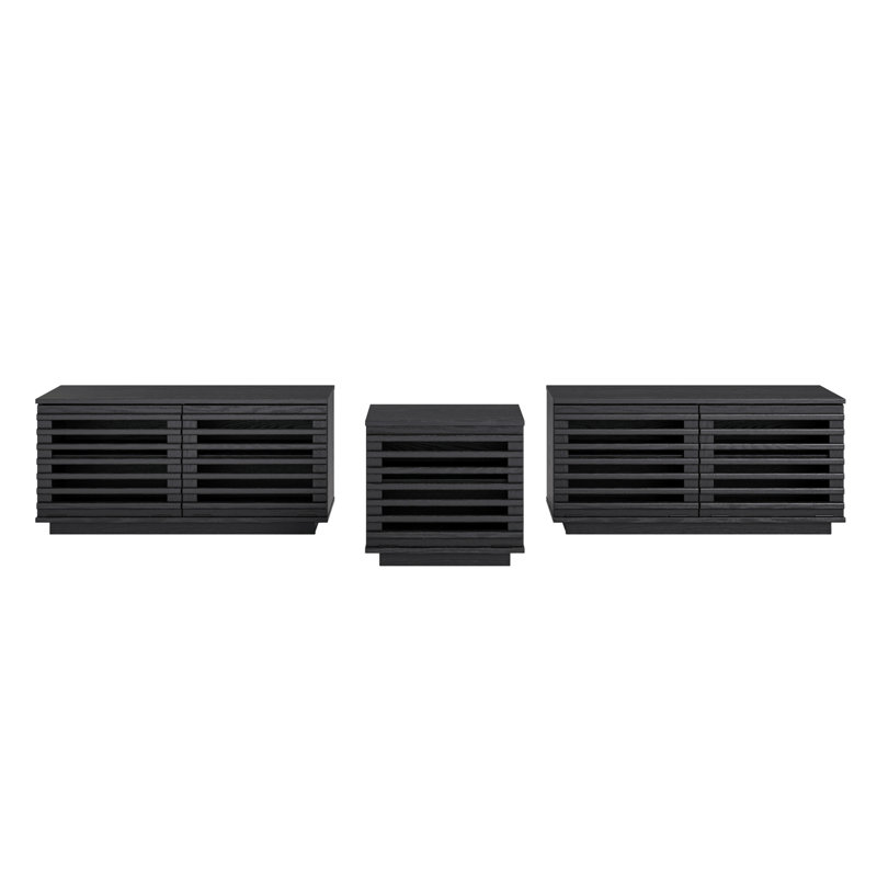 3- Piece TV Stand Living Room Set, Black