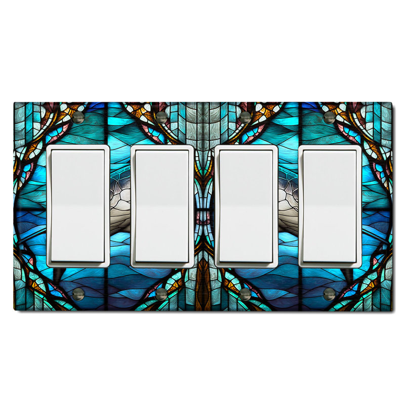Copper Rust Patina Teal Print 4 - Gang Toggle Light Switch Standard Wall Plate