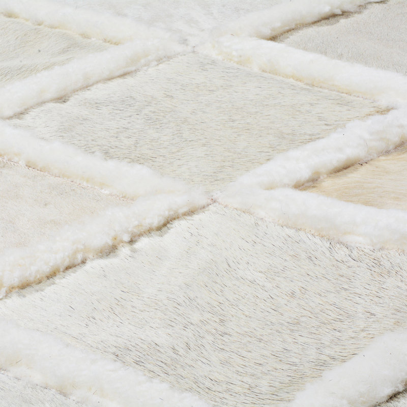 Hebe Sheepskin Geometric Area Rug, Rectangle 9' x 12'