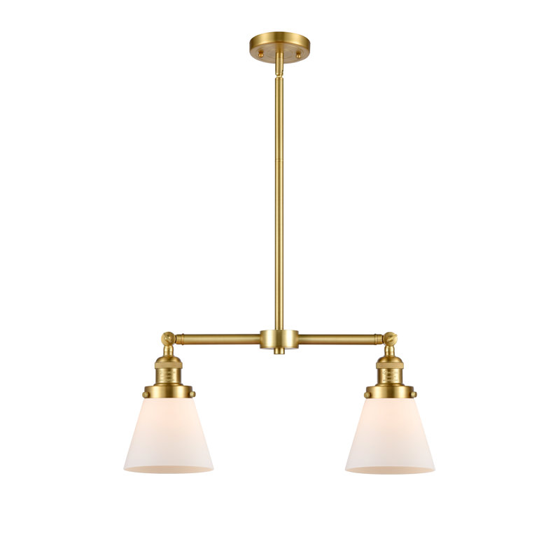 Stonecipher 2 - Light Kitchen Island Pendant, Matte White Cased, 6 Watt Vinage LED Bulb, Satin Gold