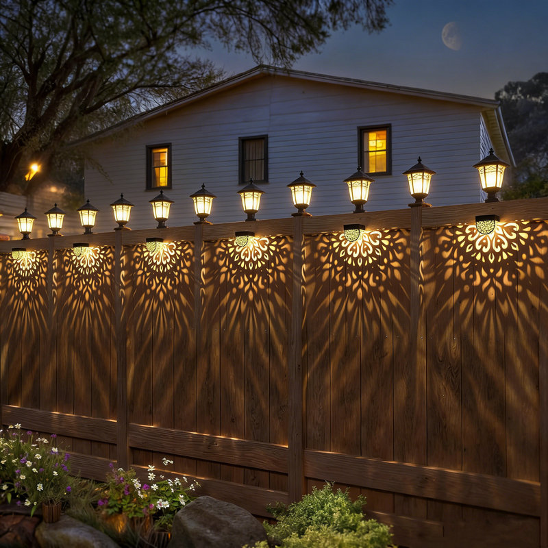 6 paquets de lumières de clôture solaires pour l'extérieur, étanches IP65, lumières de clôture à énergie solaire, éclairage à DEL jaune chaud à énergie solaire pour la cour, le jardin, la clôture, le mur, la terrasse, les escaliers