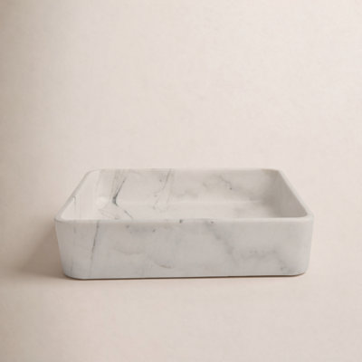 Eden Bath 14.75'' White Stone Rectangular Bathroom Sink
