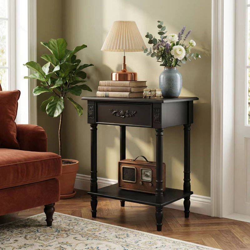 Roman-inspired 19.7" Console Table, Black