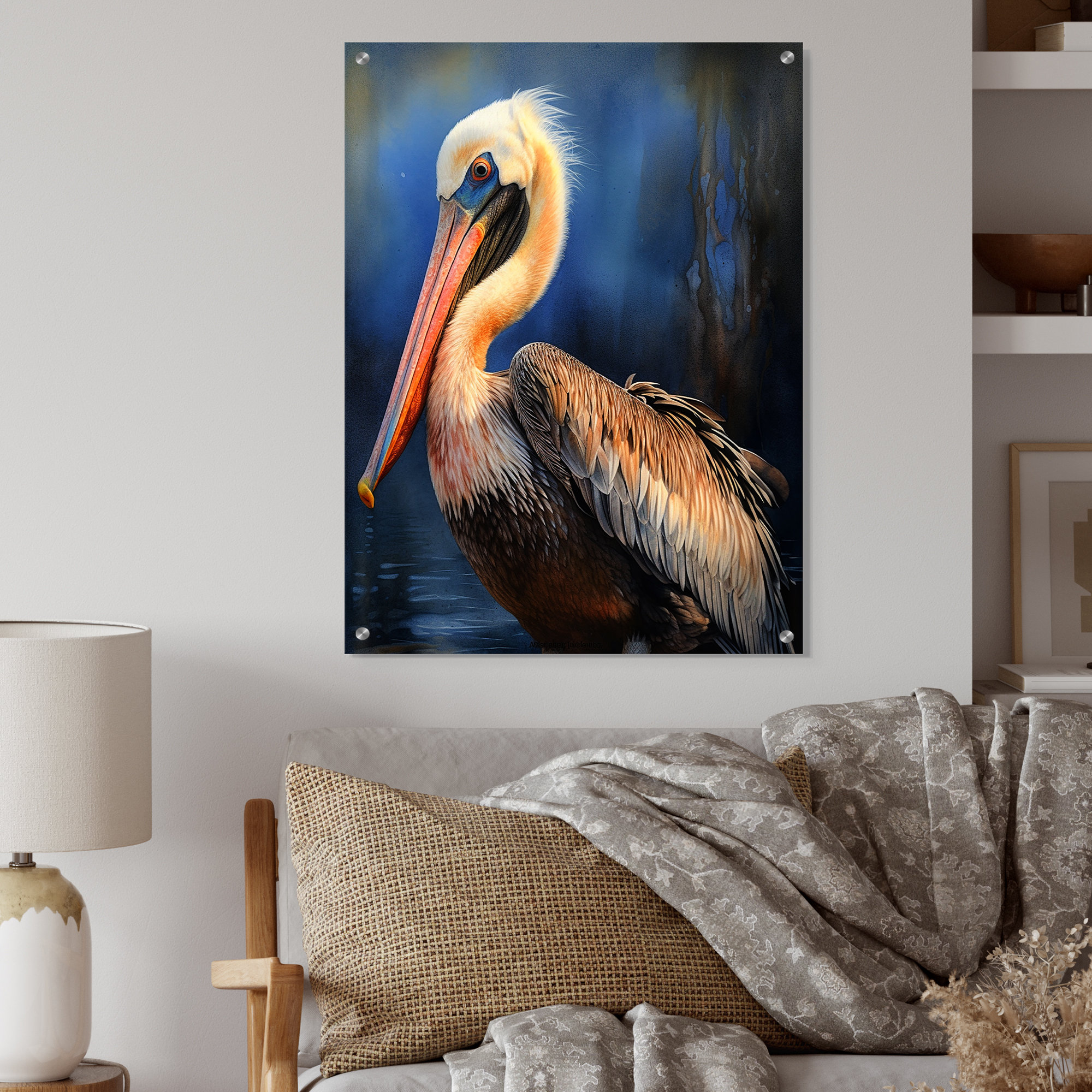 Highland Dunes Majestic Pelican II - Pelican Acrylic Wall Art Glass ...