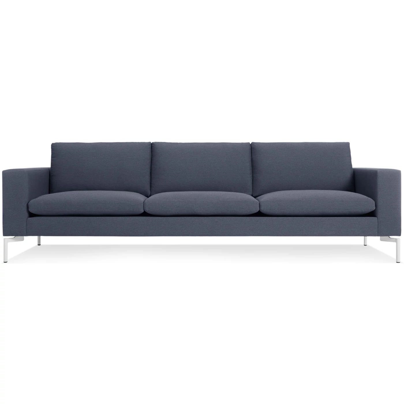 New Standard Upholstered Sofa, 32" H x 104" W x 35" D, White, Nixon Blue Acrylic