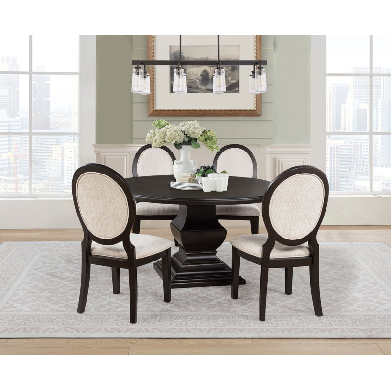 Reuter 5-Piece Round Wood Dining Room Table Set Dark Cocoa