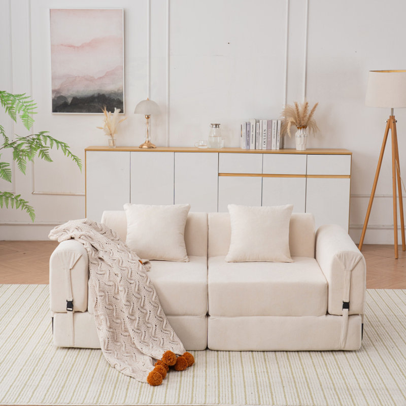 Canapé double modulaire inclinable Boneless, Beige