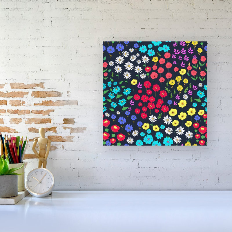 Multicoloured Flower Pattern - Wrapped Canvas Print