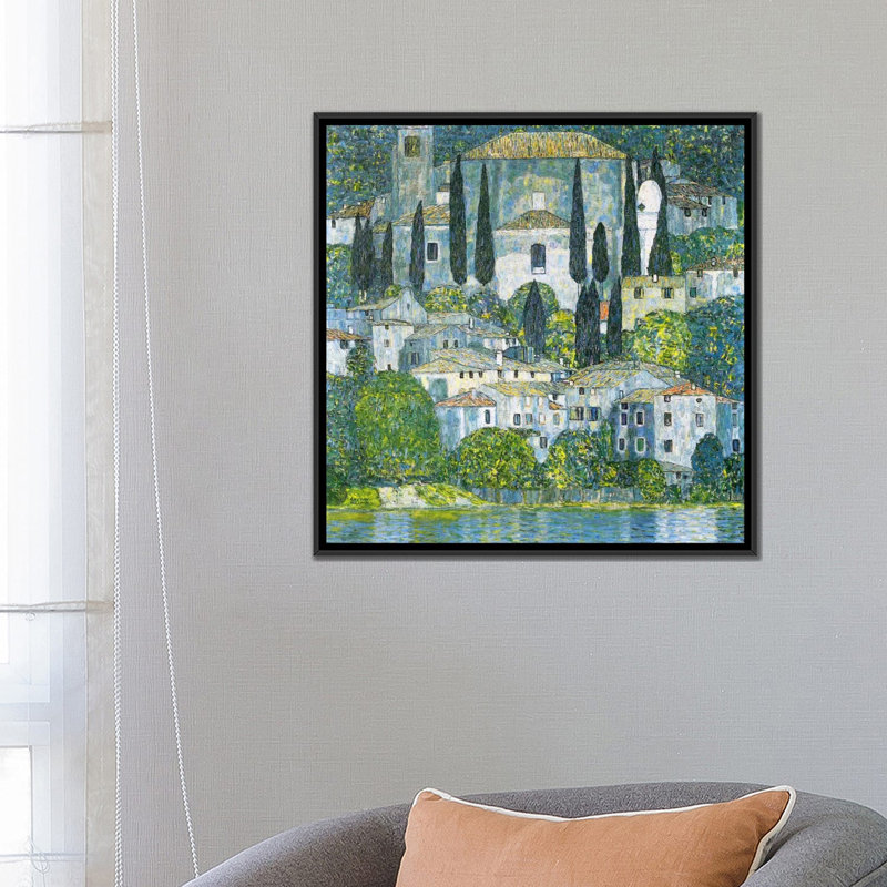 «Kirche in Cassone» par Gustav Klimt, reproduction d'art sur toile, H 18 po x l 18 po x P 1,5 po, Pas de tapis