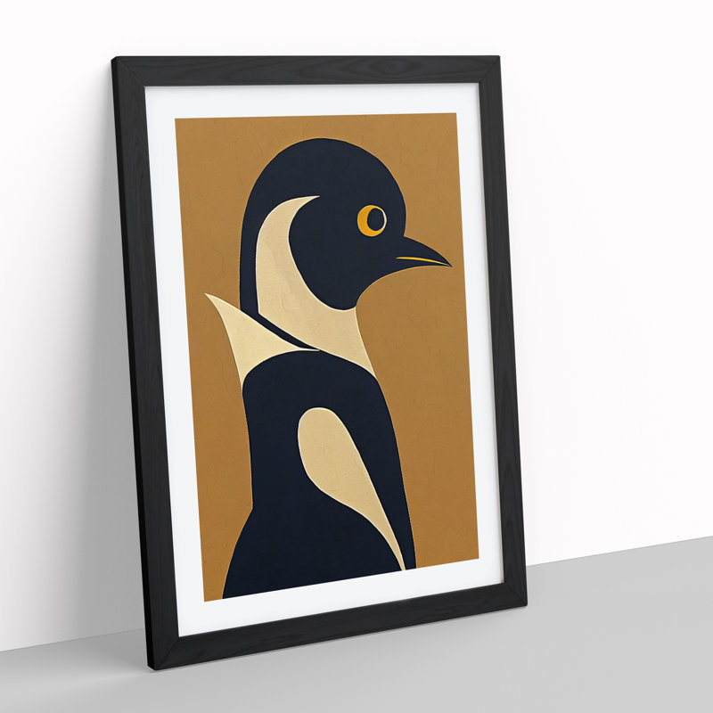 XV1022-385X Abstract Penguin No.4 - Single Picture Frame Print, Black, 46cm H x 34cm W