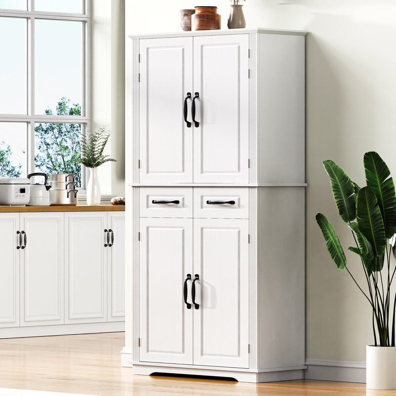 Armoire garde-manger 72 "avec tablettes et tiroirs Ruben, Blanc
