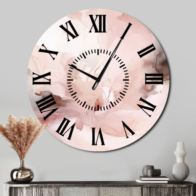 Horloge murale rose délicate abstraite marbre III