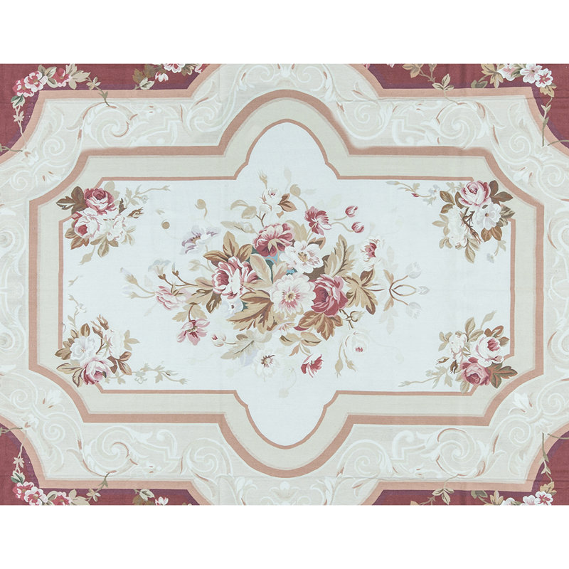 Hand-Knotted High-Quality Wine and Gold Area Rug