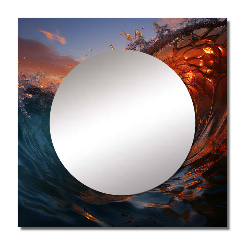 Sunshine Through The Breaking Waves II - Miroir carré pour décoration murale Coastal Waves, 29 po x 29 po