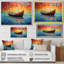 Coucher de soleil orange sur un bateau à voile II - bateau de pêche, art mural-1683108524-1683108525