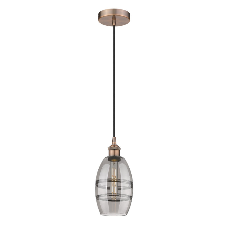 Mini-luminaire suspendu 1 lumière Edison Bettylou-616-G557, H 8,13 po x l 5,88 po x P 5,88 po, Gris fumée clair