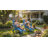 Folding Adirondack Chair Set of 2, Outdoor HDPE Fire Pit Chair with Retractable Ottoman, Cup Holder and Large Seat for Deck, Garden, Backyard, Brown,wood-1951475515