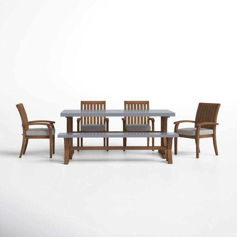 Fleur 74'' Rectangular 7 - Person Outdoor Dining Set with Cushions