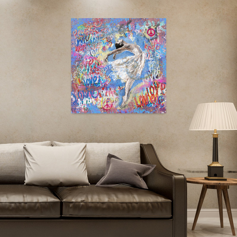 Graffiti ballerine 1 abstrait, art urbain contemporain, H 32 po x l 32 po