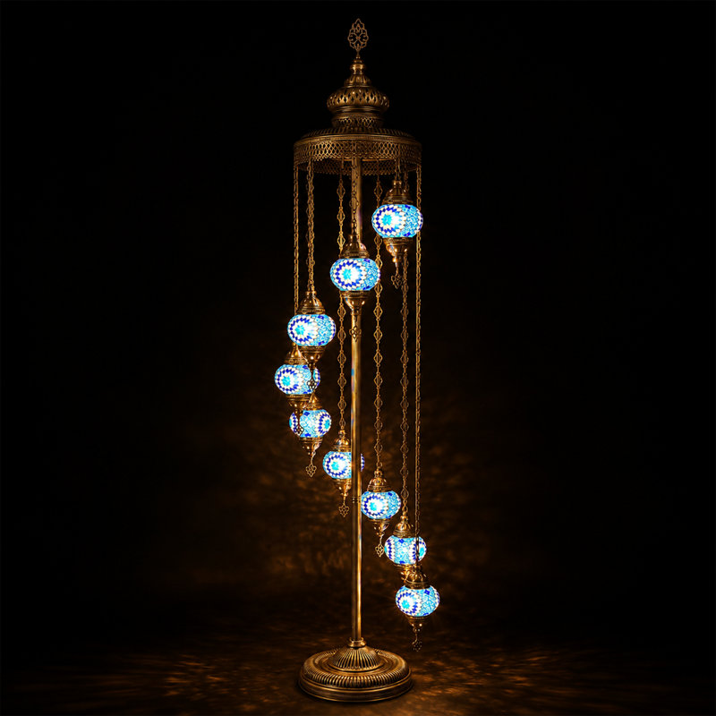Lampe turque sur pied Bungalow Rose Mert, Bleu
