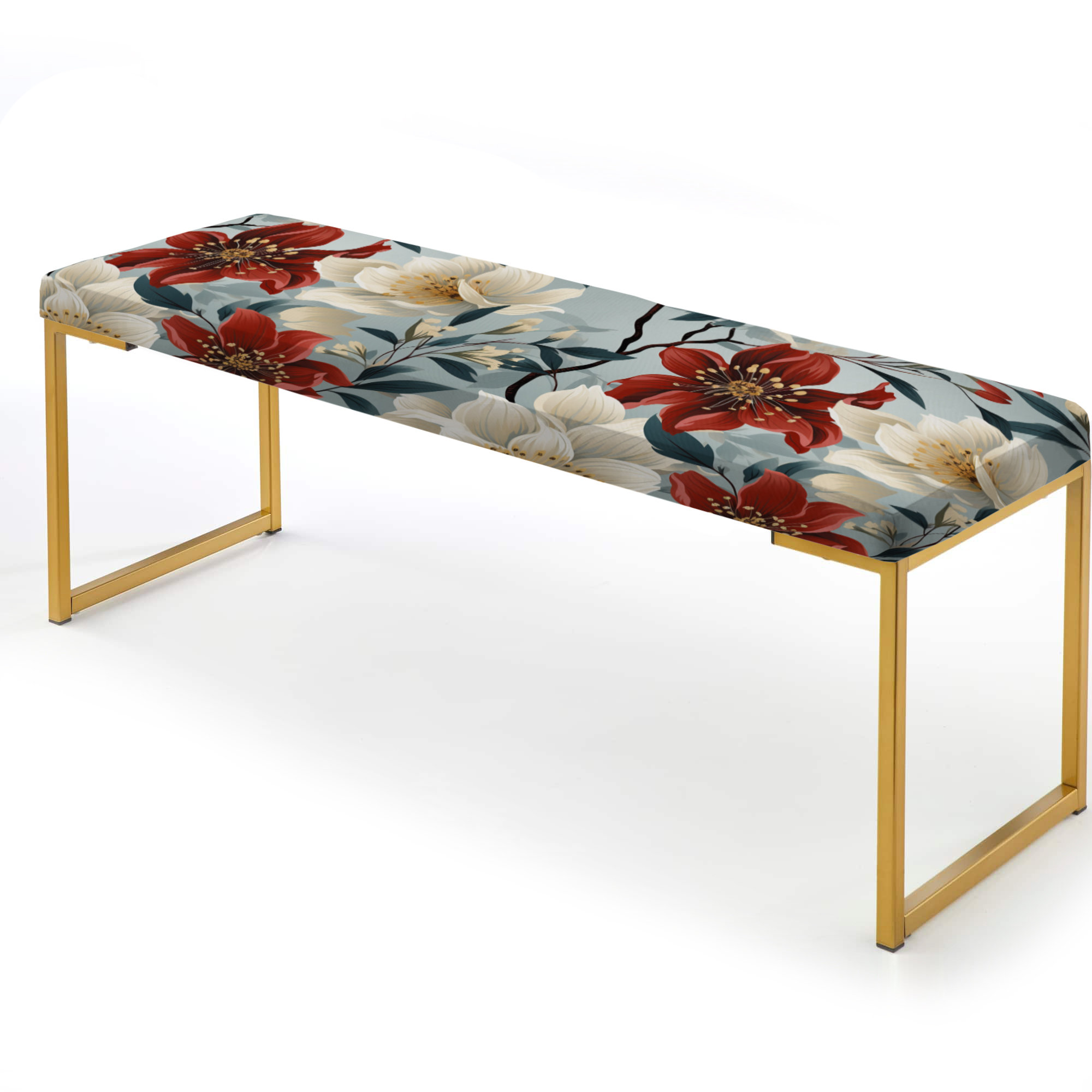 Design Art Red And White Orchids Floral Pattern - Floral Upholstered ...