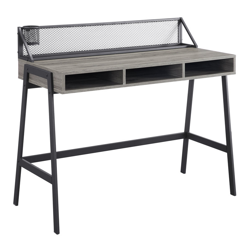 Arcadia Metal Base Writing Desk, Slate Grey