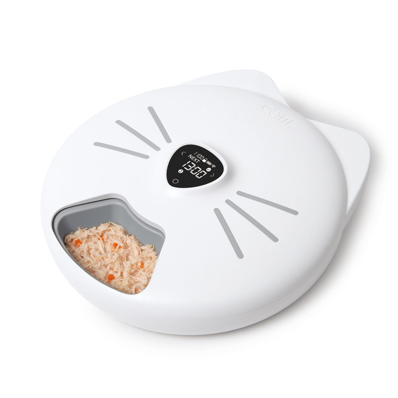 White Programmable Plastic 6-Meal Cat Feeder