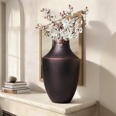 Handmade Ceramic Table Vase Stoneware & Terracotta Table Vase;golden brown Vase