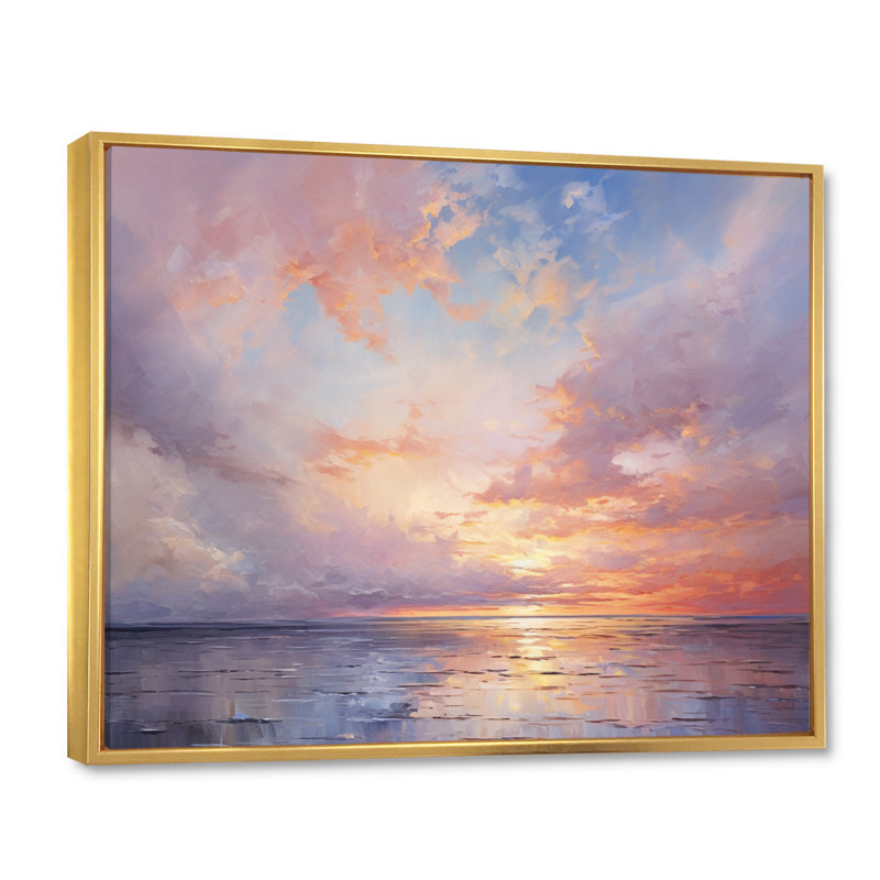 «Sunset Cotton Candy Skies V», reproduction sur toile encadrée Sunset, Cadre flottant doré, H 24 po x l 32 po x P 1 po