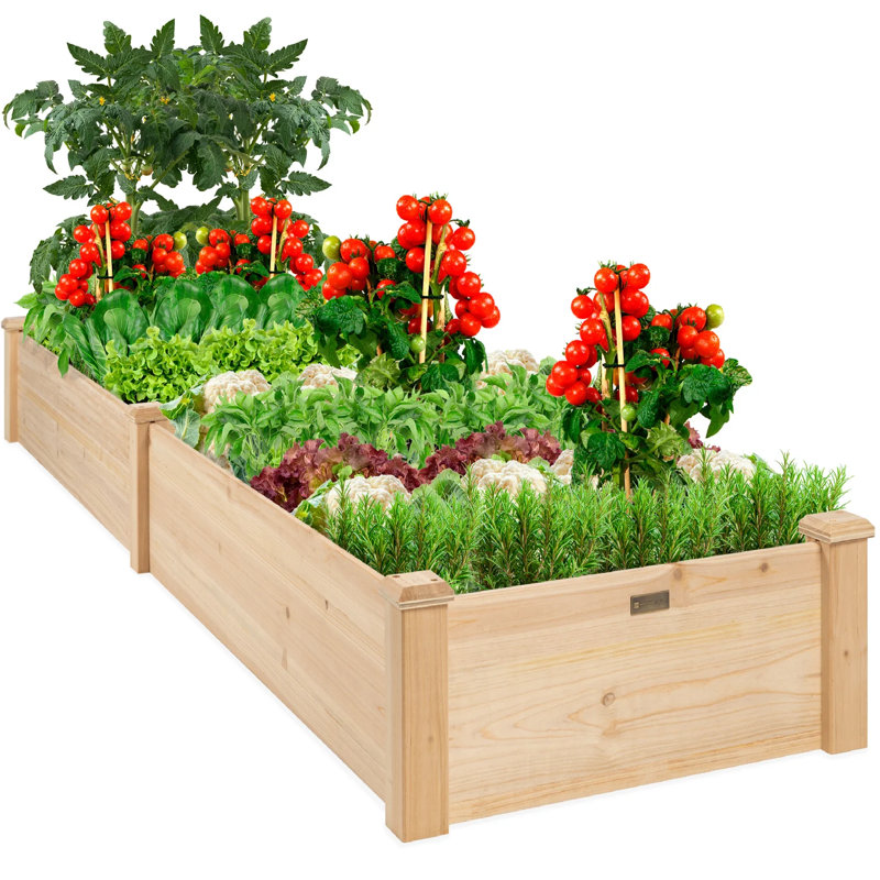 Truro 8x2ft Outdoor Wooden Raised Garden Bed Planter for Grass, Natural