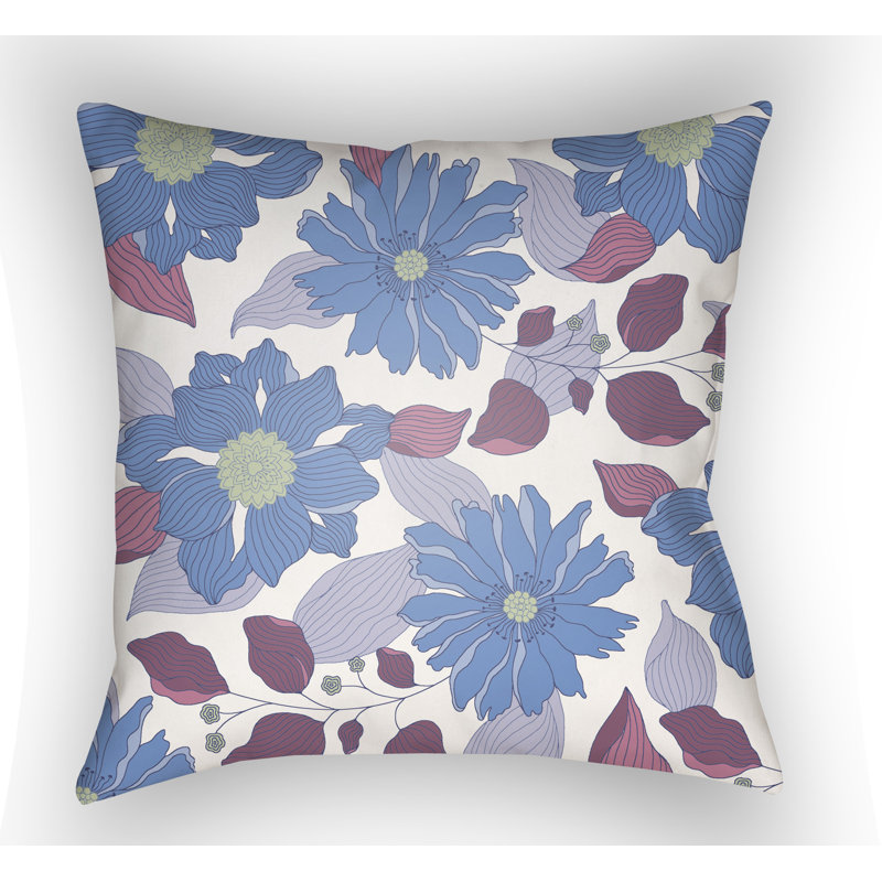 Moody Floral Flower Throw Pillow, 20" H x 20" W x 4" D, Periwinkle
