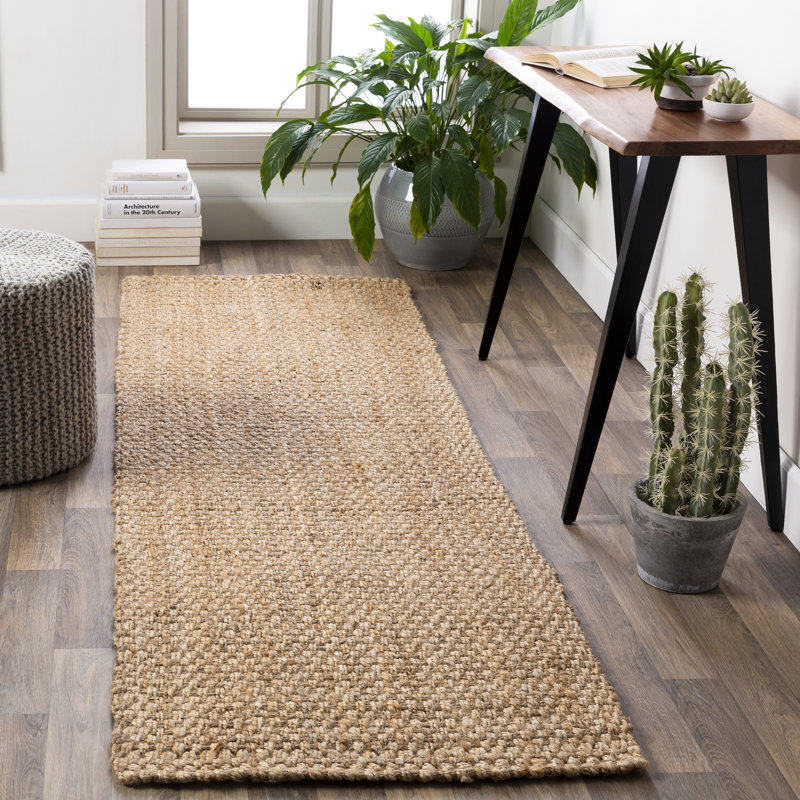 Tapis en jute tissé à plat à la main Ardee, Tapis de couloir 2 pi 6 po x 8 pi