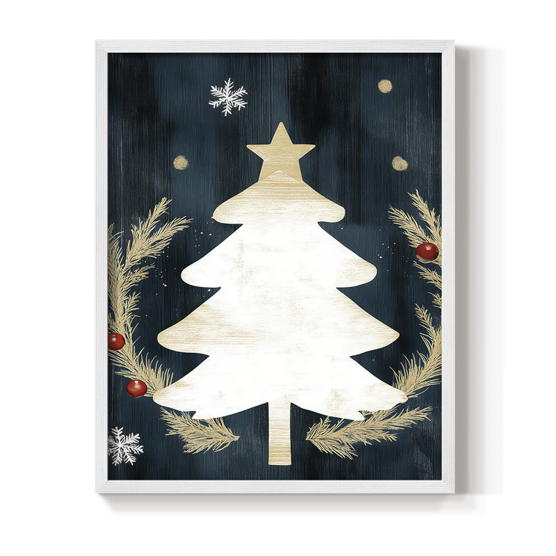 Reproduction encadrée - bois massif, H 11 po x l 9 po, Blanc