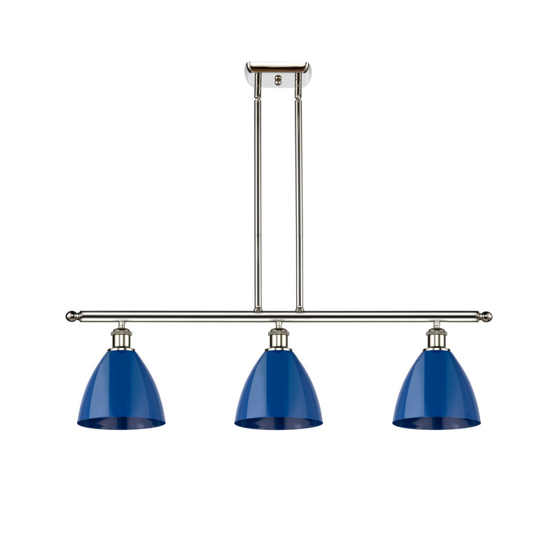 Amylee 3 - Light Kitchen Island Pendant, Blue, Polished Nickel