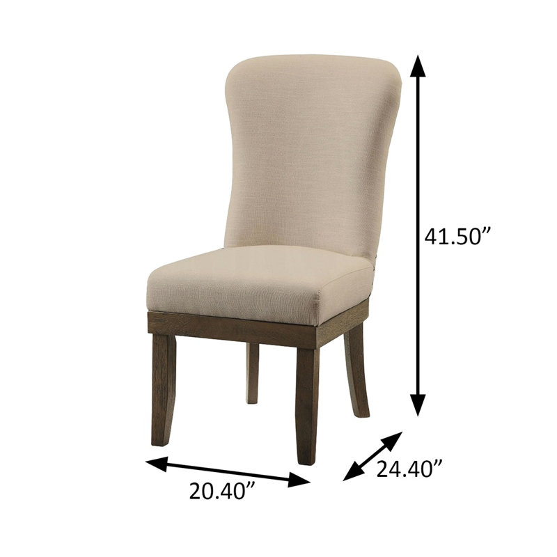 Chaise d'appoint l 20,4 po (ensemble de 2), lin beige et brun récupéré