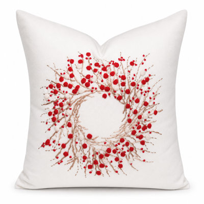 Holiday Berry Wreath Throw Pillow Cover & Insert