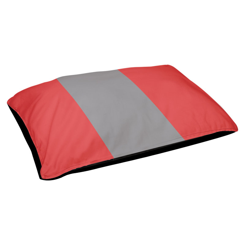 Coussin pour chien hockey Minnesota, Petit (l 28 po x P 18 po x H 9,5 po), Rouge / gris mat / rouge