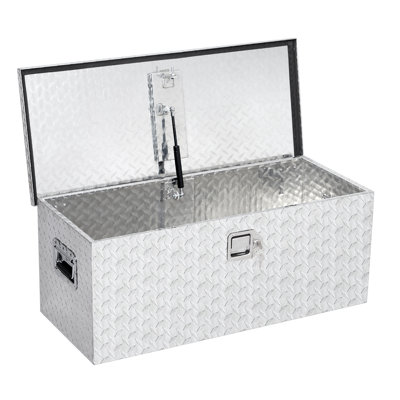 Heavy Duty Aluminum Truck Bed Tool Box - 36 Inch Diamond Plate Storage Chest - Lockable, Weatherproof, Side Handles - Star Diamond design