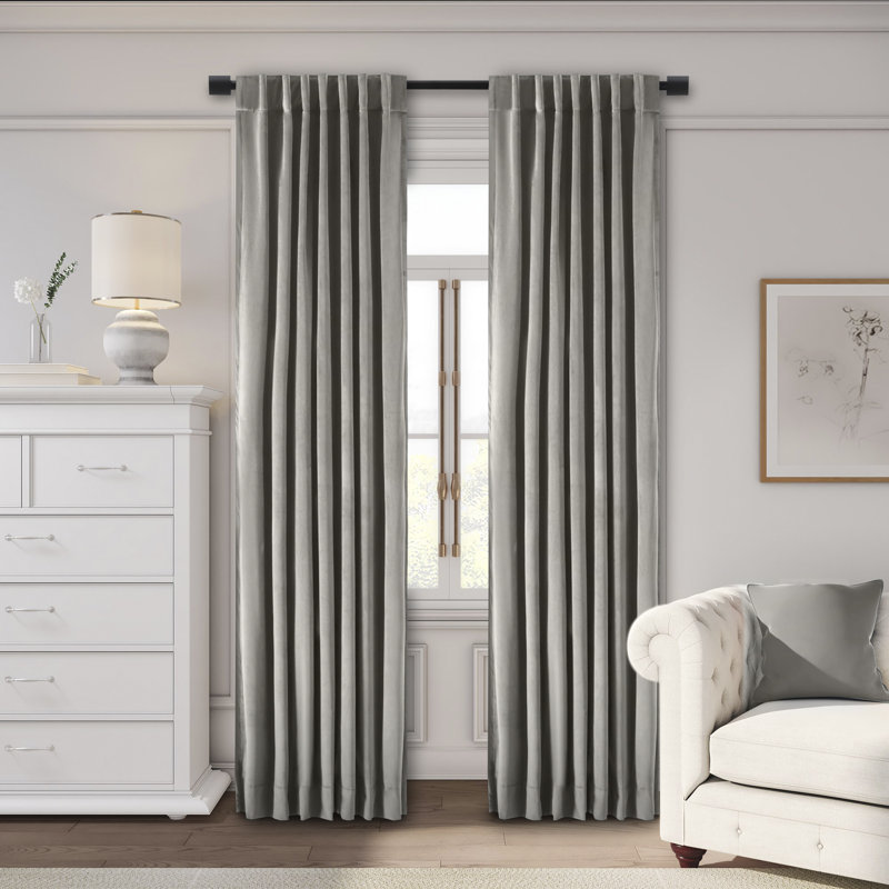 Premium Velvet Myreon Solid Color Blackout Thermal Rod Pocket Single Curtain Panel Liner, Slate Gray, 50" W x 96" L