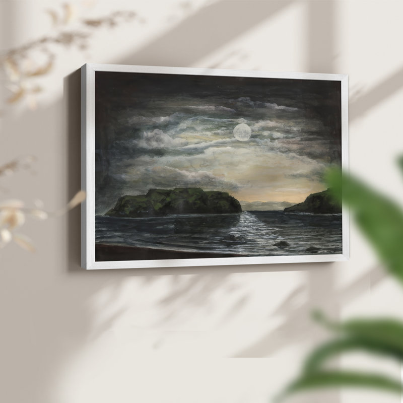 Midnight Seascape I -Framed Print - Restickable, 16" H x 20" W, White