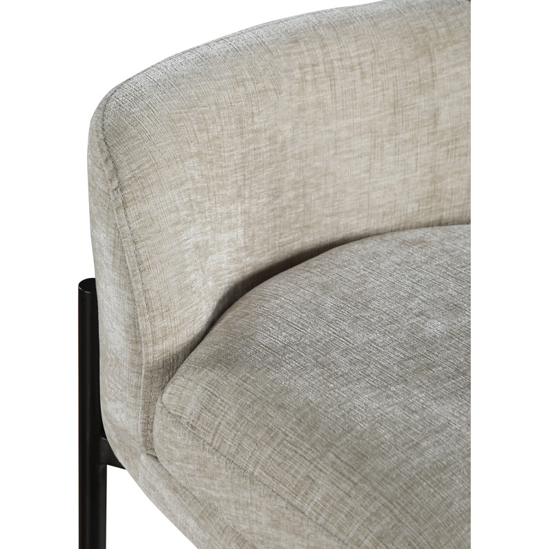 Brixen Upholstered Counter Stool with Metal Frame, Beige Chenille Fabric